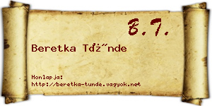 Beretka Tünde névjegykártya