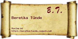 Beretka Tünde névjegykártya
